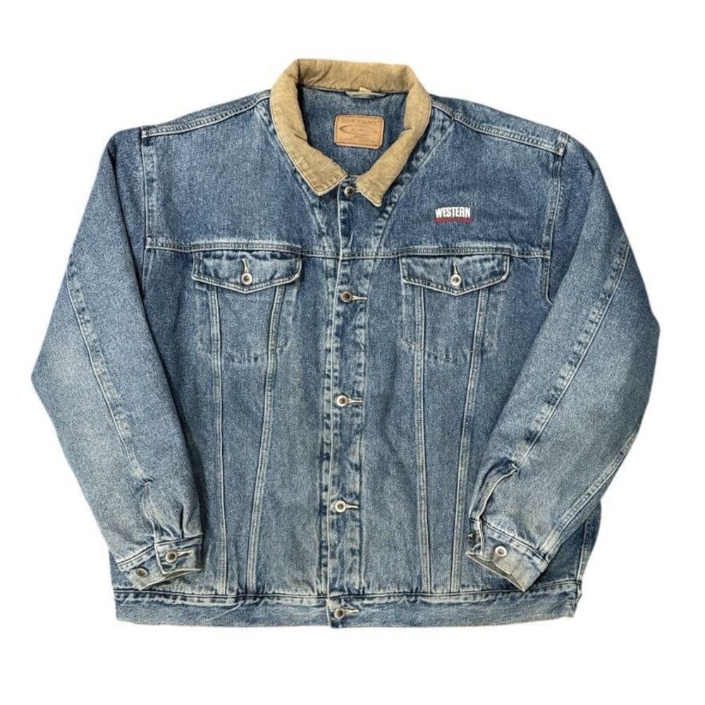 Swingster Vintage Denim Jean Jacket Flannel Lined Mens 3XL Quilted 90s USA Retro